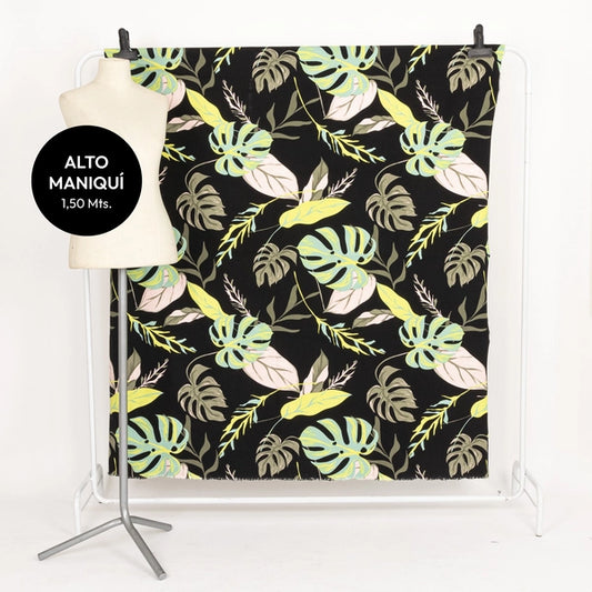 JET BLACK BENGALINA ESTAMPADA TROPIC