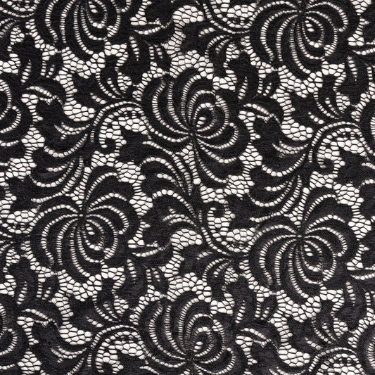 JET BLACK ENCAJE ELASTIZADO PREMIUM