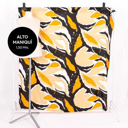 ORANGE FIBRANA RAYON POPLIN ESTAMPADA PICASSO