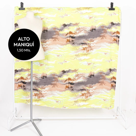 GREEN FIBRANA RAYON POPLIN ESTAMPADA PARAISO