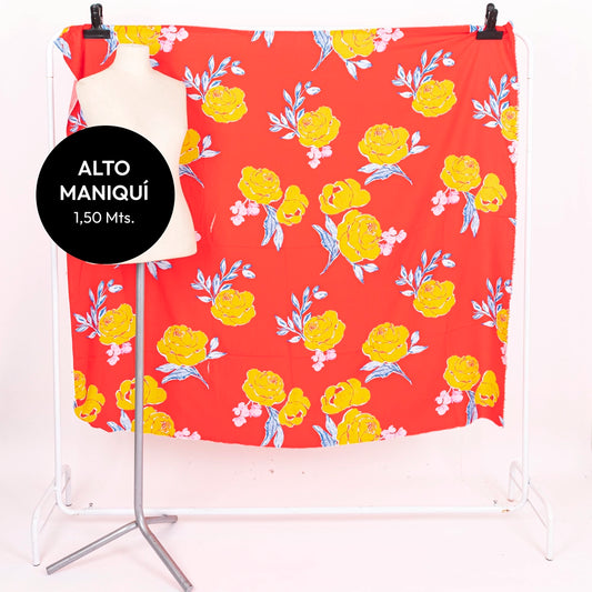 RED FIBRANA RAYON POPLIN ESTAMPADA EUPHORIA
