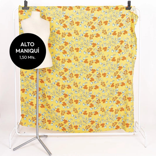 YELLOW FIBRANA RAYON POPLIN ESTAMPADA LUCIA